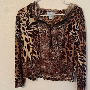 Zara Brown Animal Print Hoodie